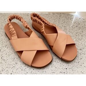 Nordstrom Rack Women's Faith Cross Strap Flat‎ Peach Sandals Sz 9M NWOT